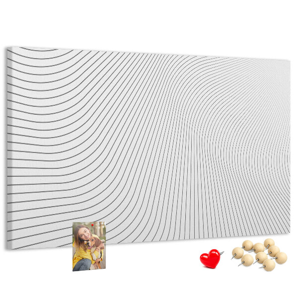 Kurk prikbord met een minimalistisch ontwerp van golvende lijnen