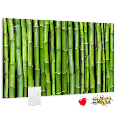 Prikbord met groene bamboestengels in natuurlijke schikking