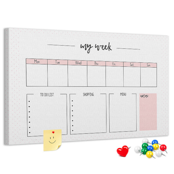 Kurk prikbord weekplanner met ruimte voor notities
