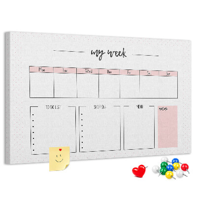 Kurk prikbord weekplanner met ruimte voor notities