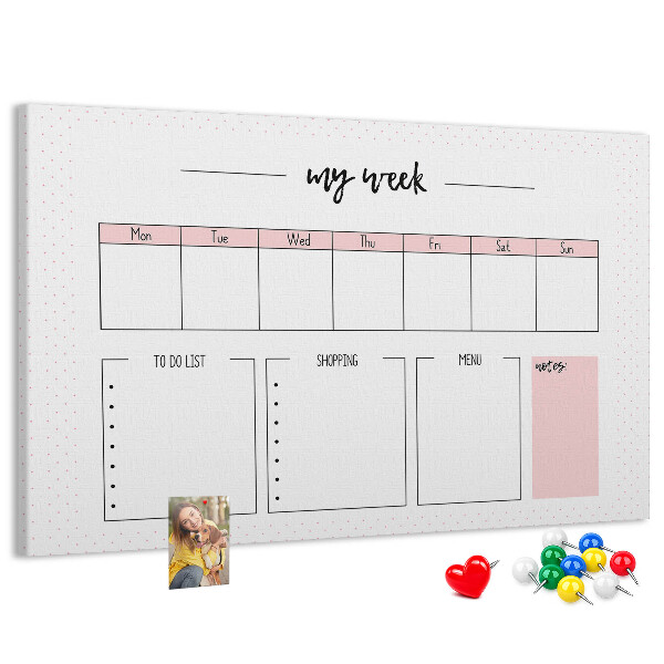 Kurk prikbord weekplanner met ruimte voor notities