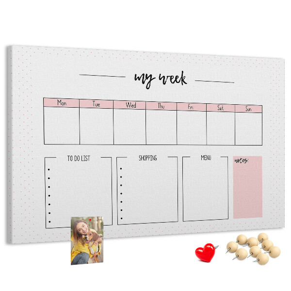Kurk prikbord weekplanner met ruimte voor notities