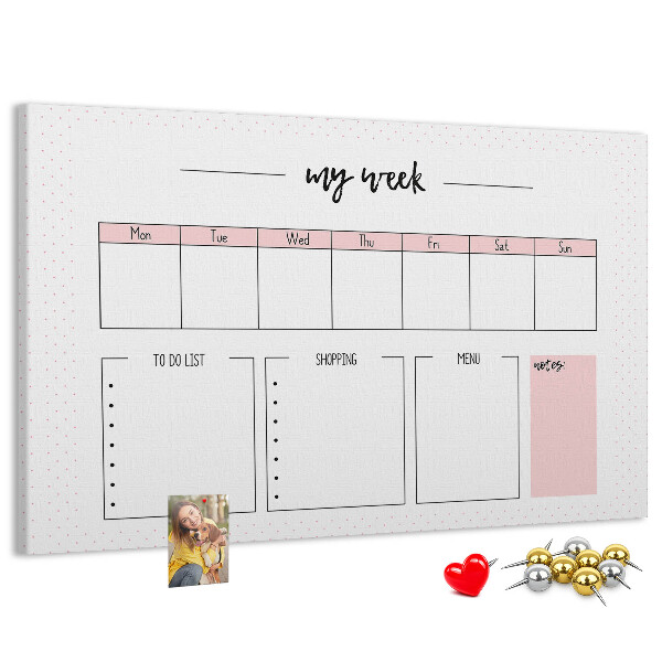 Kurk prikbord weekplanner met ruimte voor notities