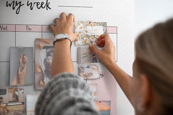 Kurk prikbord weekplanner met ruimte voor notities