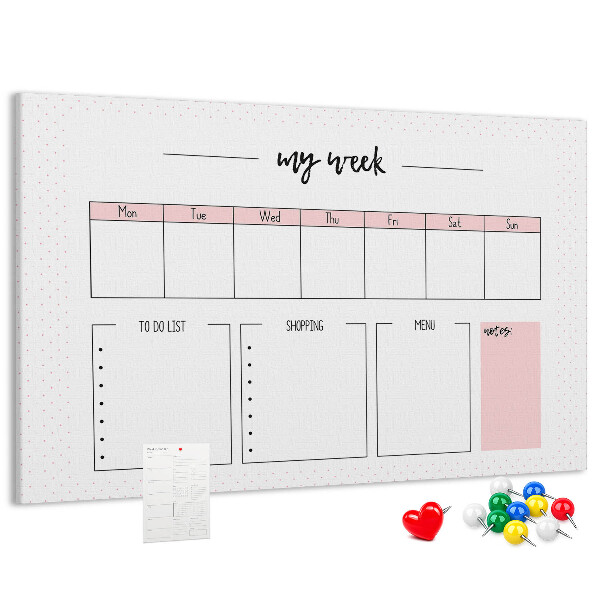 Kurk prikbord weekplanner met ruimte voor notities