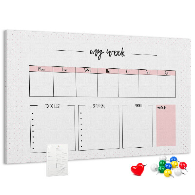 Kurk prikbord weekplanner met ruimte voor notities