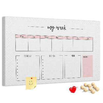 Kurk prikbord weekplanner met ruimte voor notities