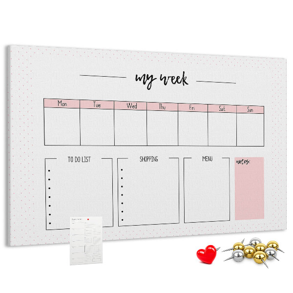 Kurk prikbord weekplanner met ruimte voor notities