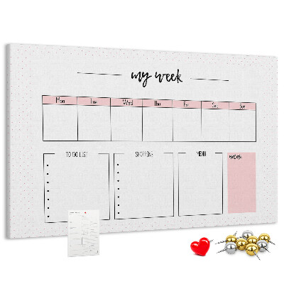 Kurk prikbord weekplanner met ruimte voor notities