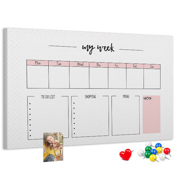 Kurk prikbord weekplanner met ruimte voor notities