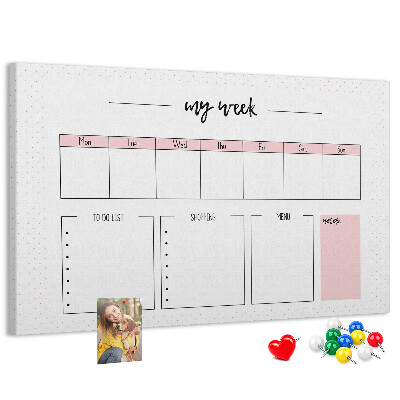 Kurk prikbord weekplanner met ruimte voor notities