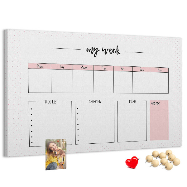 Kurk prikbord weekplanner met ruimte voor notities