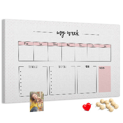 Kurk prikbord weekplanner met ruimte voor notities