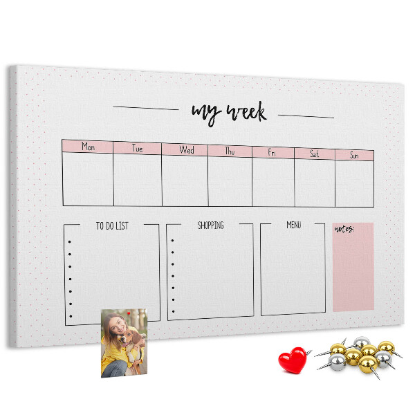 Kurk prikbord weekplanner met ruimte voor notities