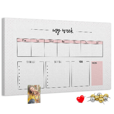 Kurk prikbord weekplanner met ruimte voor notities
