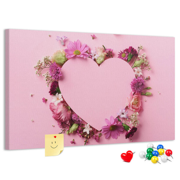 Prikbord met hartvormig bloemenpatroon