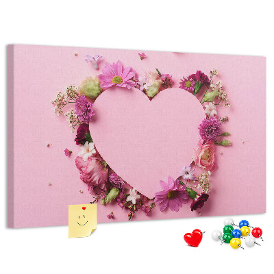 Prikbord met hartvormig bloemenpatroon
