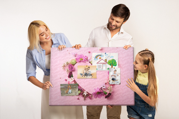 Prikbord met hartvormig bloemenpatroon