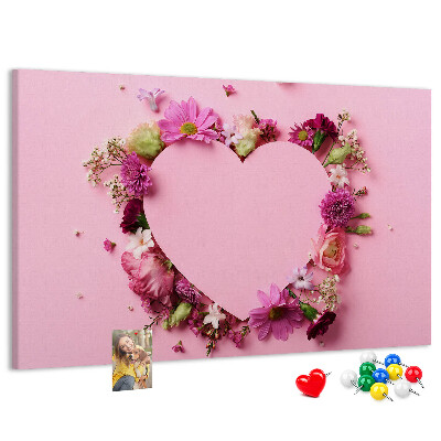 Prikbord met hartvormig bloemenpatroon