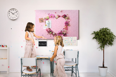Prikbord met hartvormig bloemenpatroon