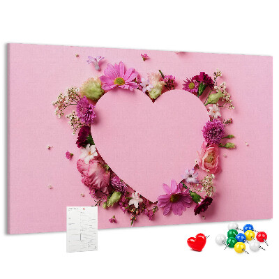 Prikbord met hartvormig bloemenpatroon