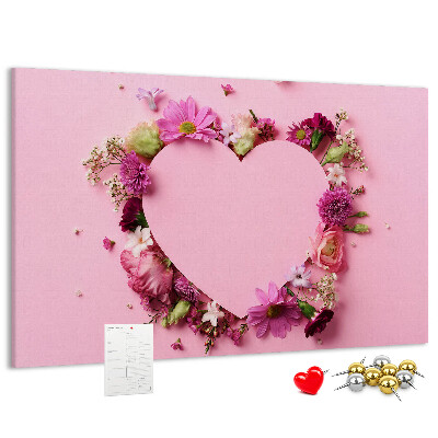 Prikbord met hartvormig bloemenpatroon
