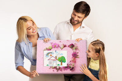 Prikbord met hartvormig bloemenpatroon