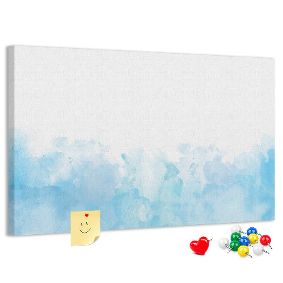 Prikbord met een achtergrond van fijne blauwe aquarelgolven