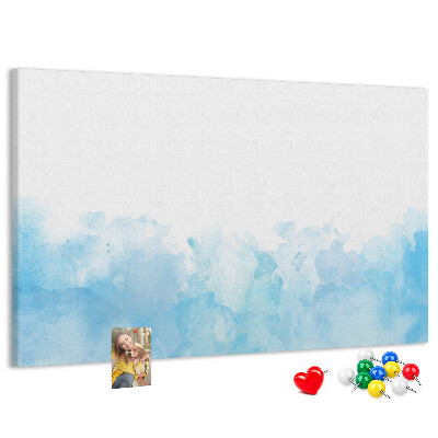 Prikbord met een achtergrond van fijne blauwe aquarelgolven
