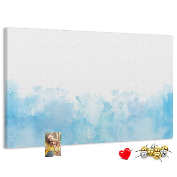 Prikbord met een achtergrond van fijne blauwe aquarelgolven