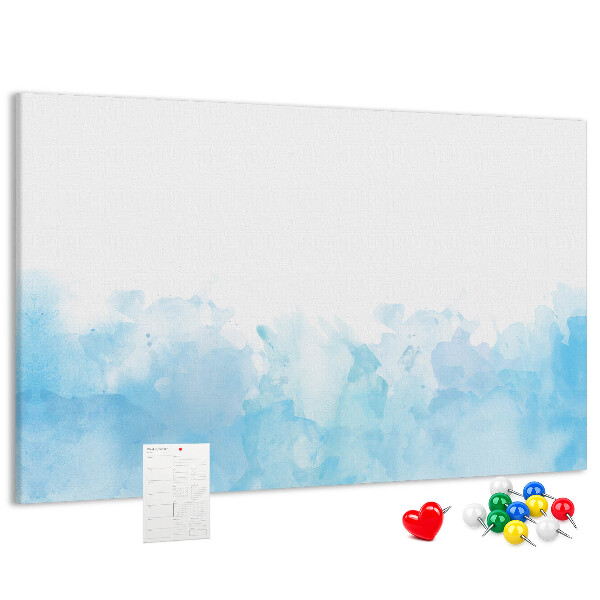 Prikbord met een achtergrond van fijne blauwe aquarelgolven