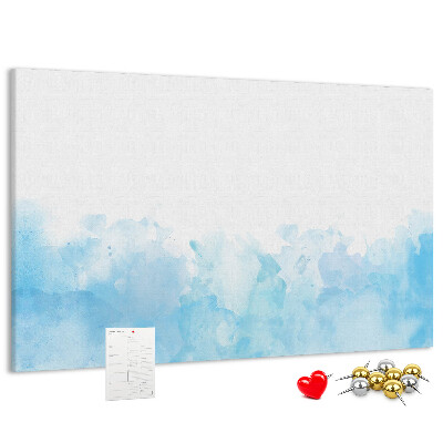 Prikbord met een achtergrond van fijne blauwe aquarelgolven