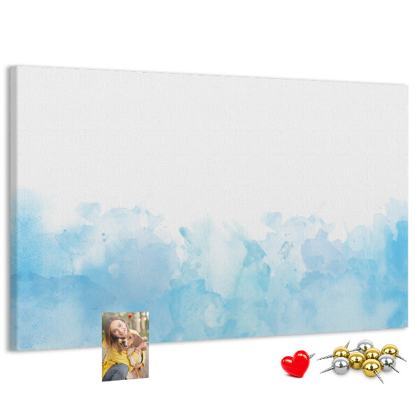 Prikbord met een achtergrond van fijne blauwe aquarelgolven