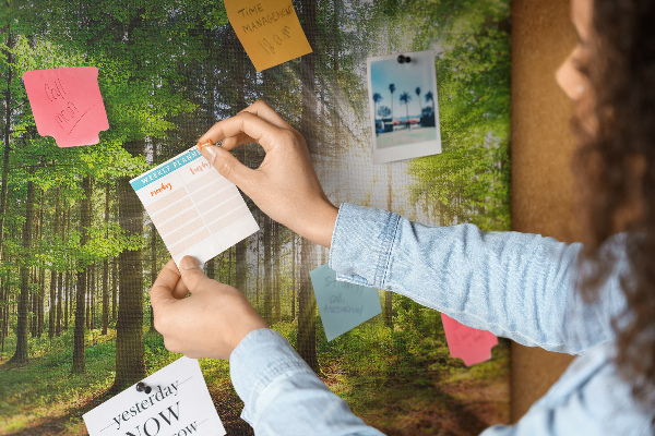 Kurkbord zonnestralen in het groene bos