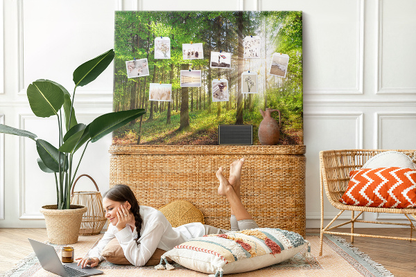 Kurkbord zonnestralen in het groene bos
