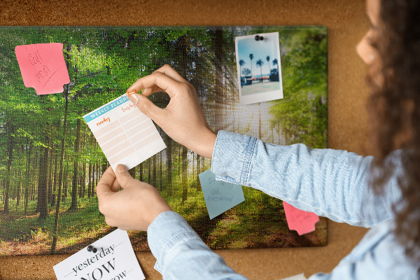 Kurkbord zonnestralen in het groene bos