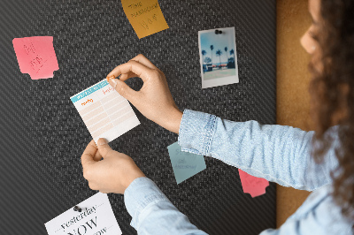 Prikbord zwarte stof met subtiel ruitpatroon