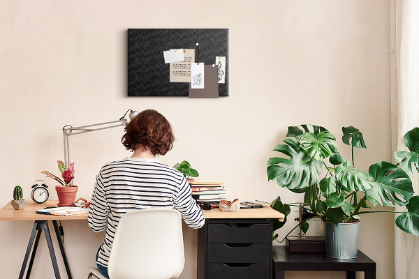 Prikbord zwarte stof met subtiel ruitpatroon