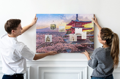 Kurkbord lentelandschap met de berg Fuji