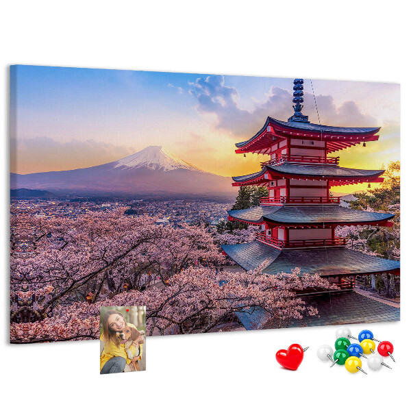 Kurkbord lentelandschap met de berg Fuji