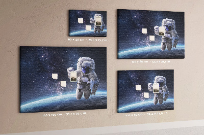 Kurken prikbord met astronaut in de ruimte