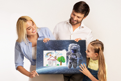 Kurken prikbord met astronaut in de ruimte