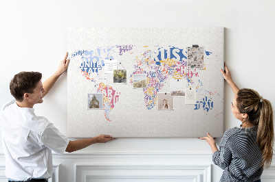 Prikbord wereldkaart met landnamen