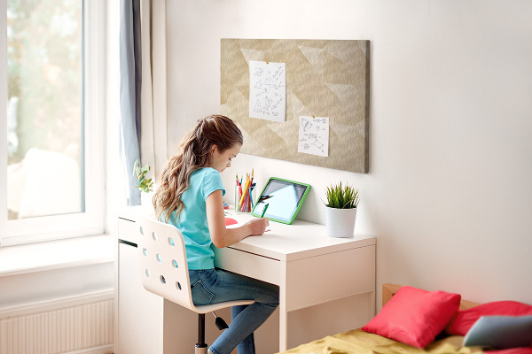 Kurk prikbord met abstract patroon in beigetinten