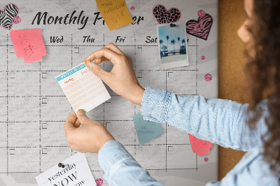 Kurk prikbord maandplanner met hartjes en patronen