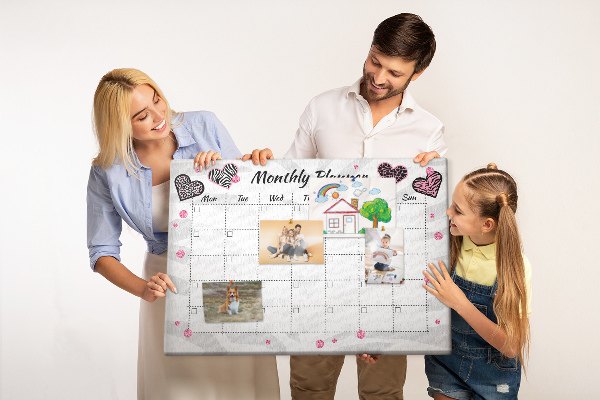 Kurk prikbord maandplanner met hartjes en patronen
