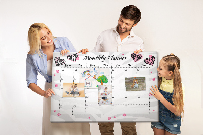 Kurk prikbord maandplanner met hartjes en patronen