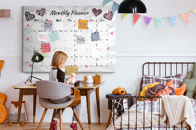 Kurk prikbord maandplanner met hartjes en patronen