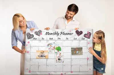 Kurk prikbord maandplanner met hartjes en patronen