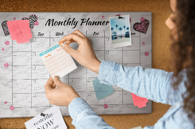 Kurk prikbord maandplanner met hartjes en patronen
